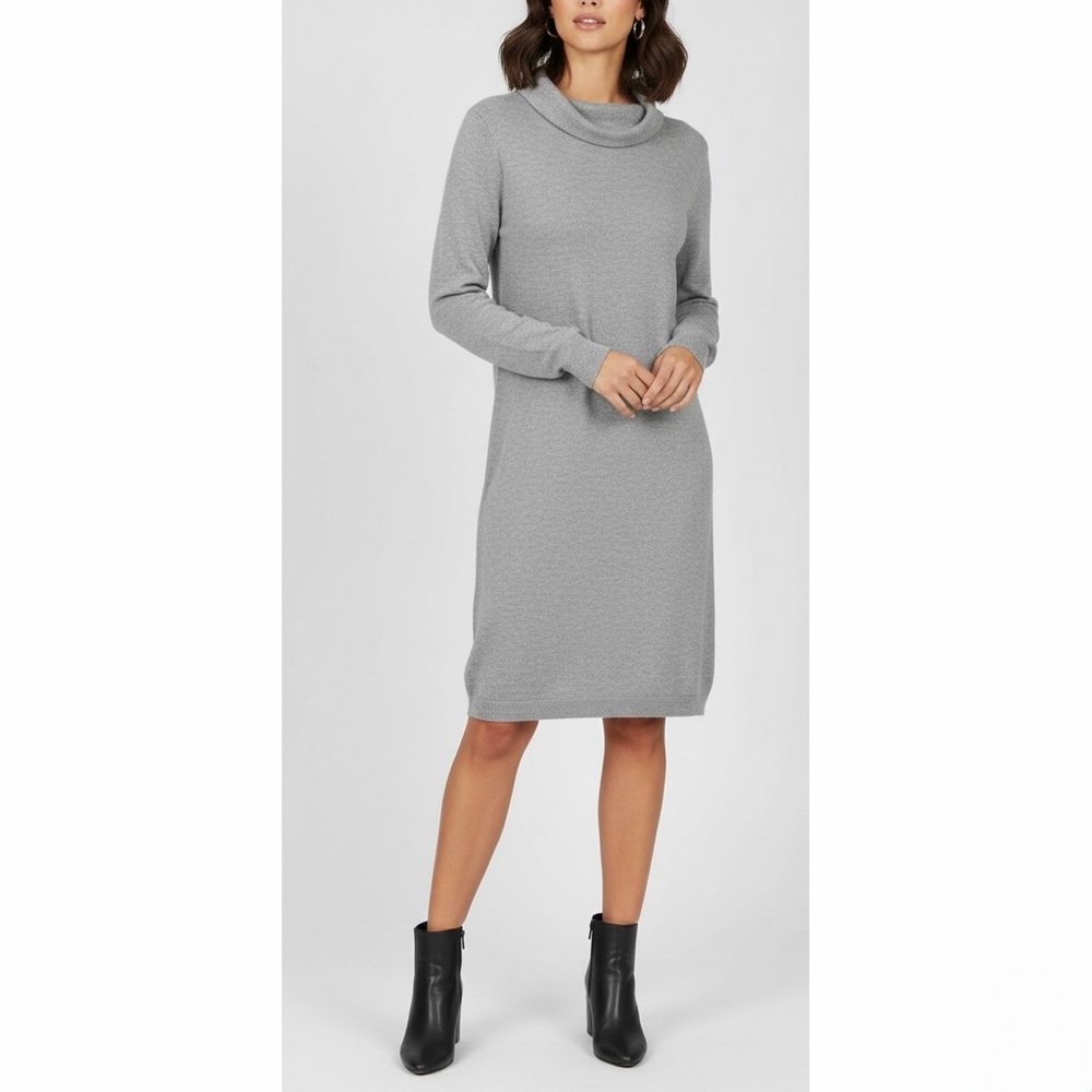 AYNI Zural Baby Alpaca Gray Mock Cowl Neck Tunic Sweater Dress M